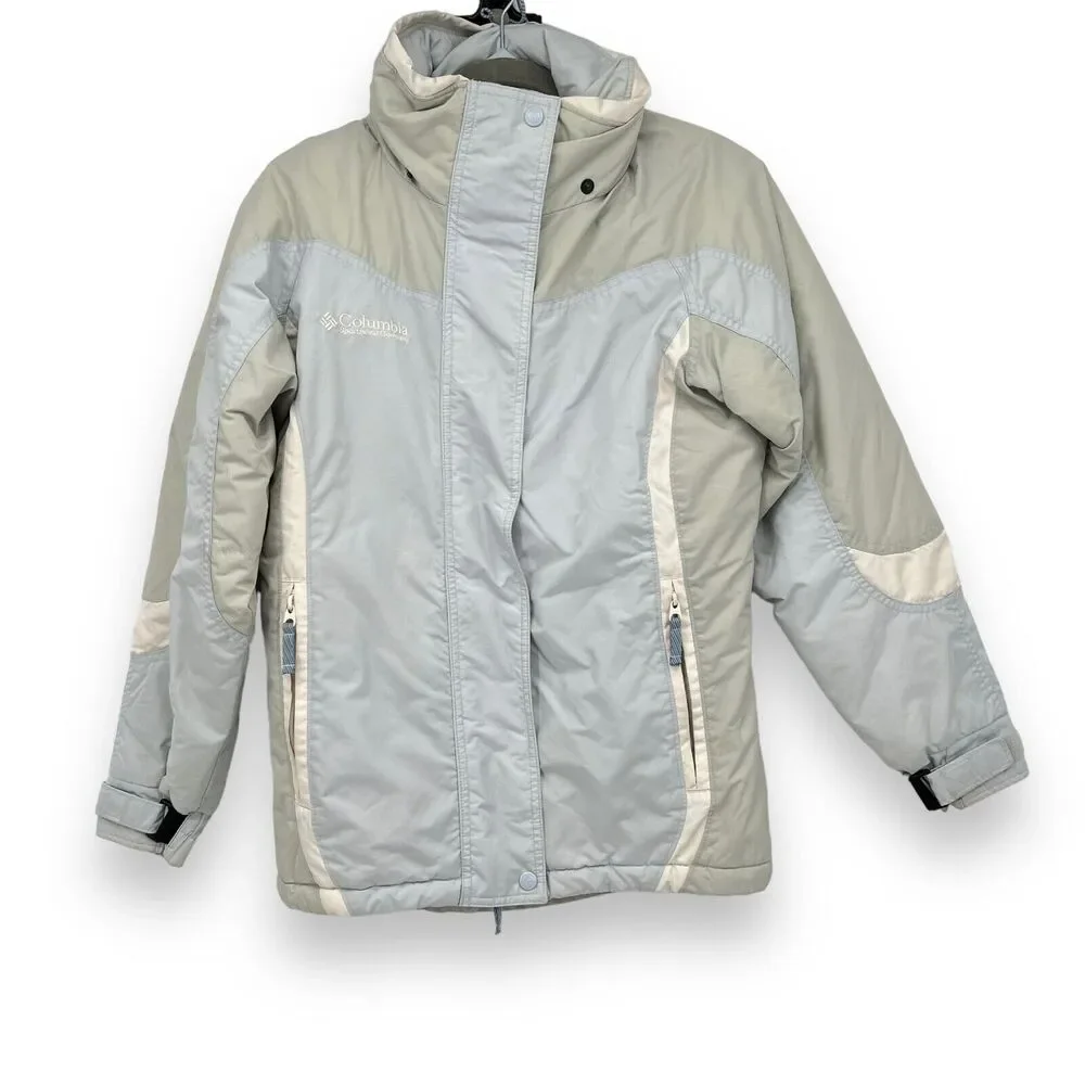 COLUMBIA WINTER COAT JACKET Women's Small Pale Blue/Gray/White